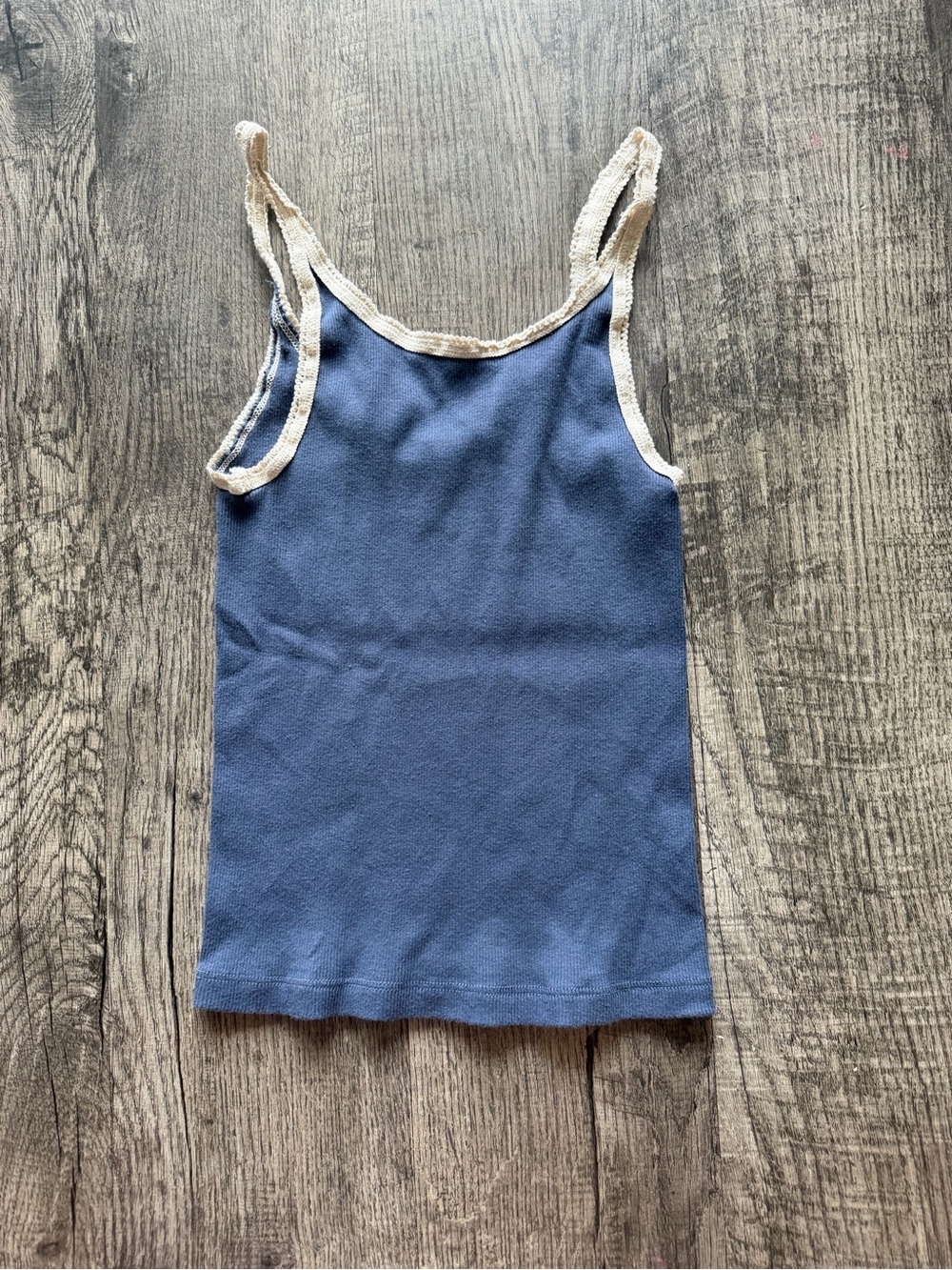 Blue Tank Top with Cream Trim - Women